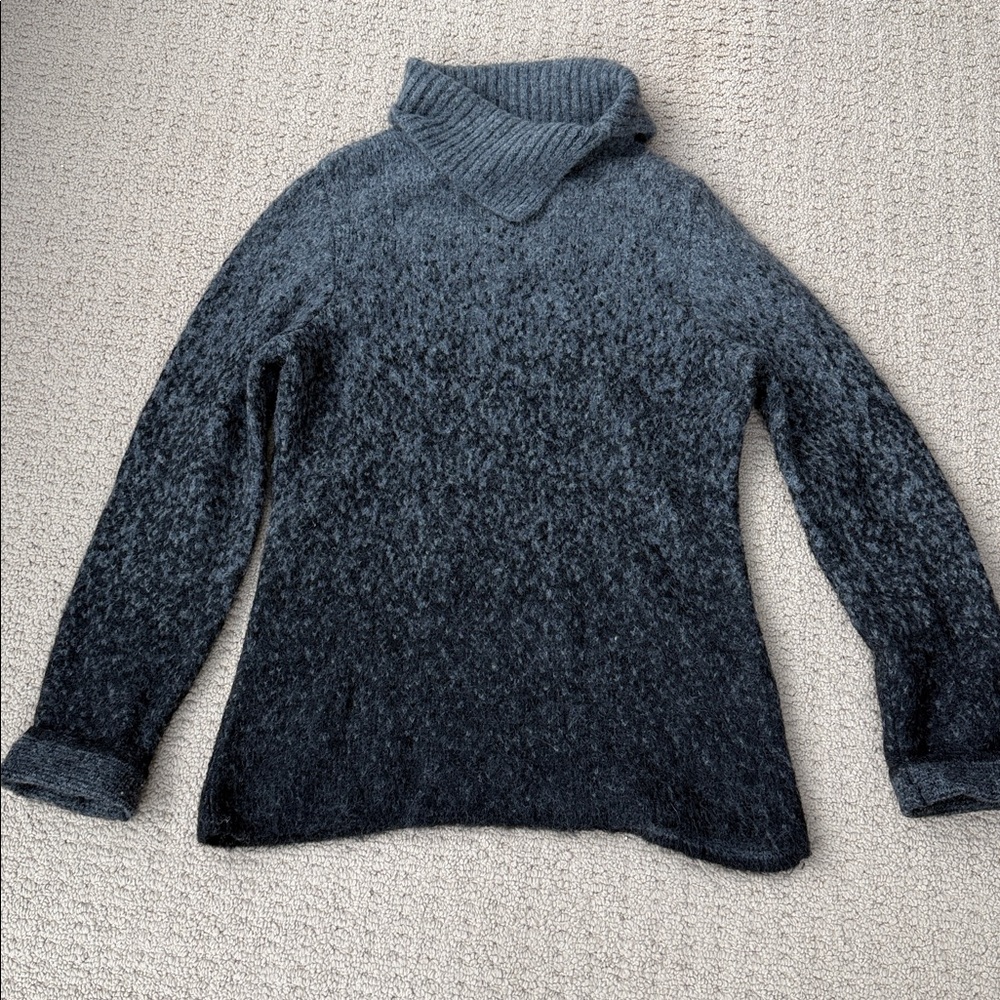 Holt Renfrew Ombré Turtleneck Sweater | Wool Blend | Grey to Charcoal - Picture 2 of 7